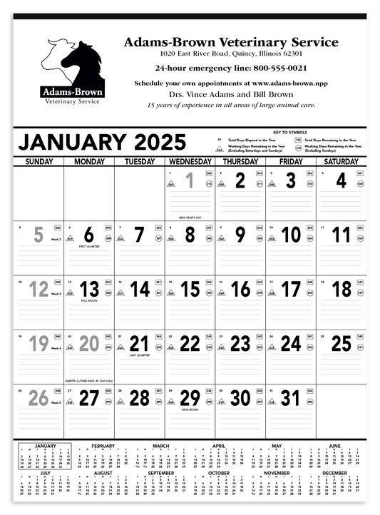 Triumph Calendars Black  White Contractor Memo Calendar-6100