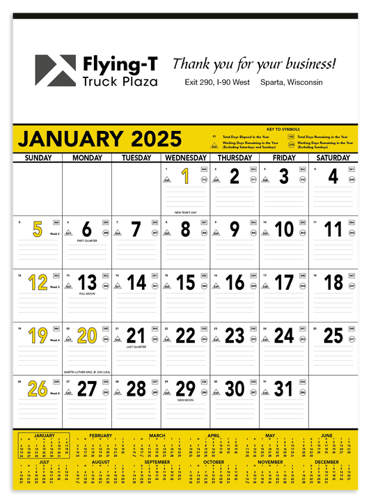 Triumph Calendars Yellow  Black Contractor Memo Calendar-6101
