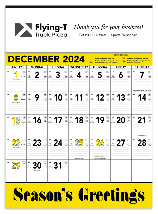 Triumph Calendars Yellow  Black Contractor Memo Calendar-6101