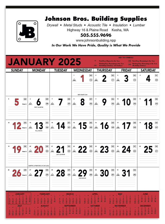 Triumph Calendars Red  Black Contractor Memo Calendar-6102