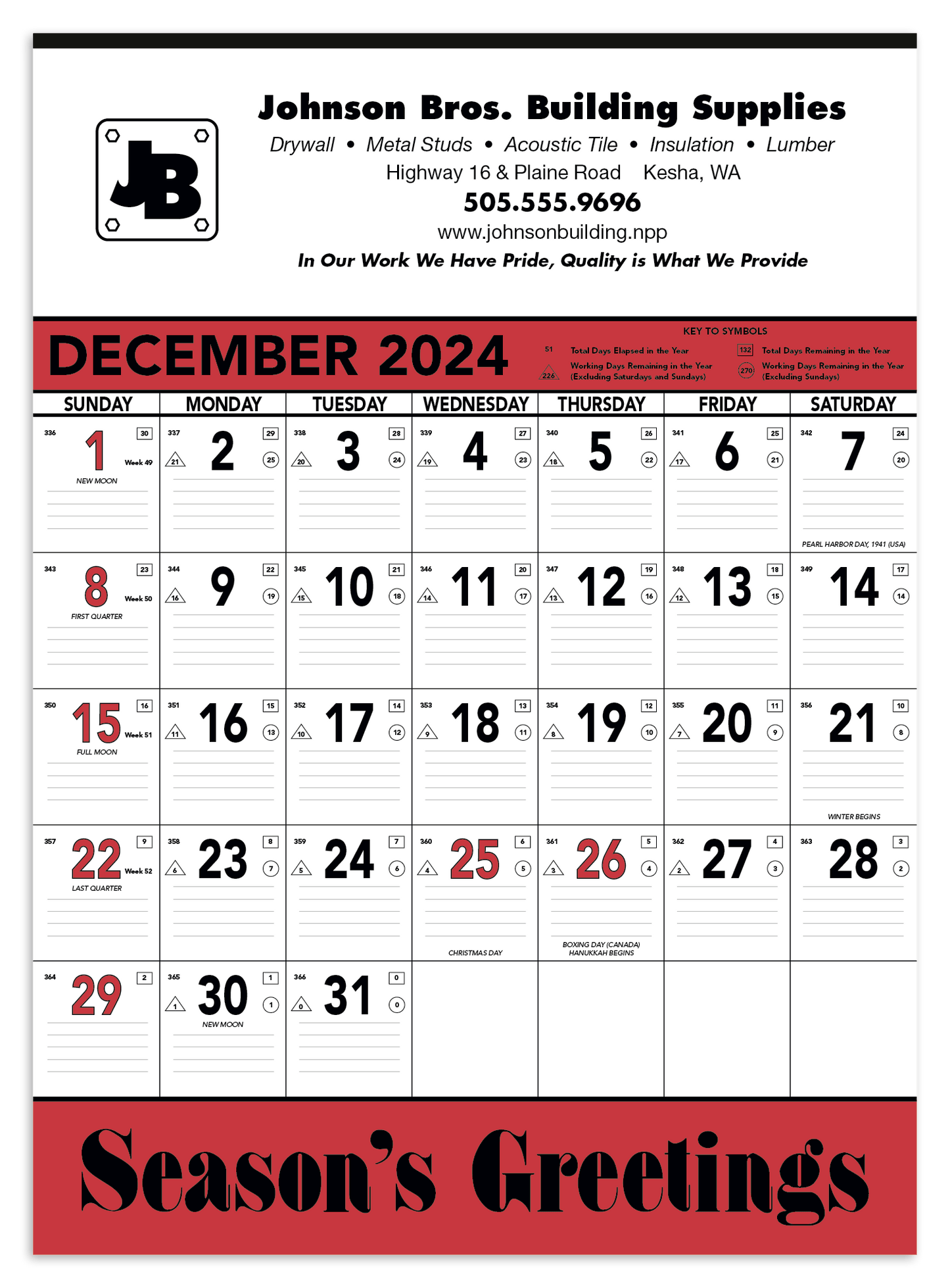 Triumph Calendars Red  Black Contractor Memo Calendar-6102