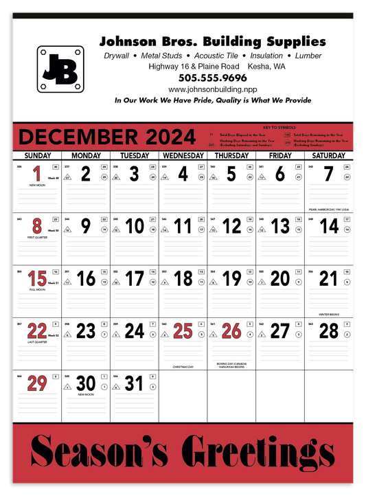 Triumph Calendars Red  Black Contractor Memo Calendar-6102