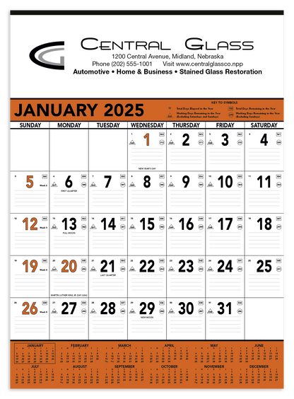 Triumph Calendars Orange  Black Contractor Memo Calendar-6103