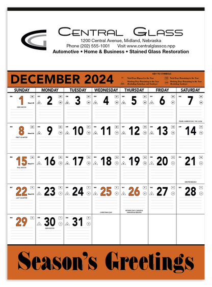 Triumph Calendars Orange  Black Contractor Memo Calendar-6103