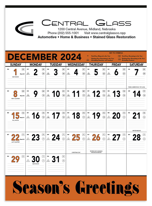 Triumph Calendars Orange  Black Contractor Memo Calendar-6103