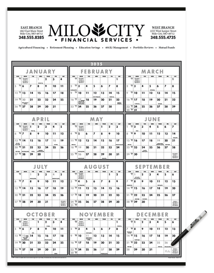 Triumph Calendars Black  White SpanAYear Laminated wMarker Calendar-6220