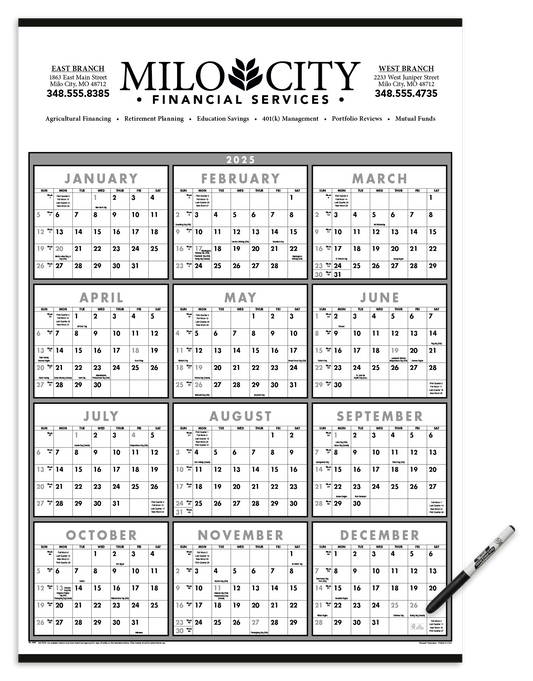 Triumph Calendars Black  White SpanAYear Laminated wMarker Calendar-6220