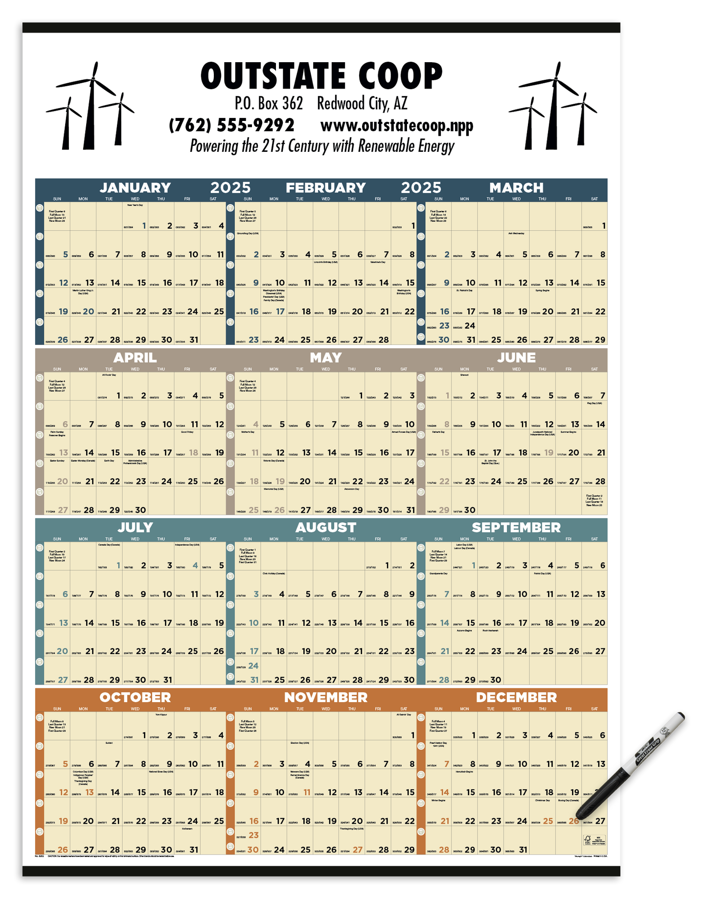 Triumph Calendars Time Management SpanAYear Laminated wMarker Calendar-6252