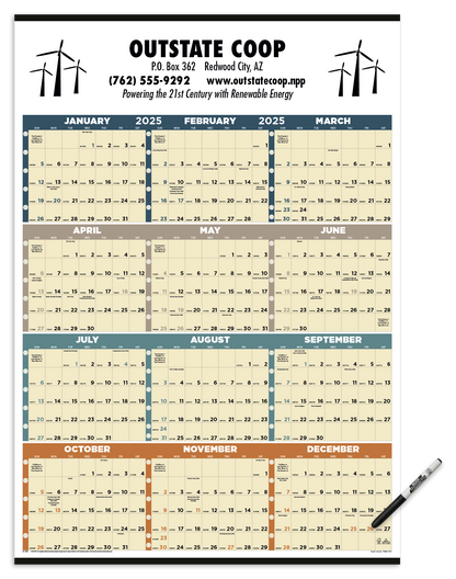 Triumph Calendars Time Management SpanAYear Laminated wMarker Calendar-6252