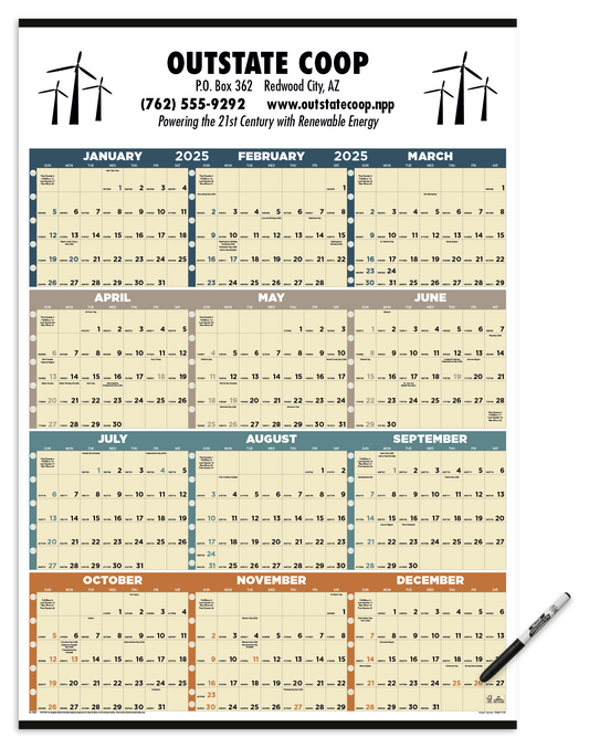 Triumph Calendars Time Management SpanAYear Laminated wMarker Calendar-6252