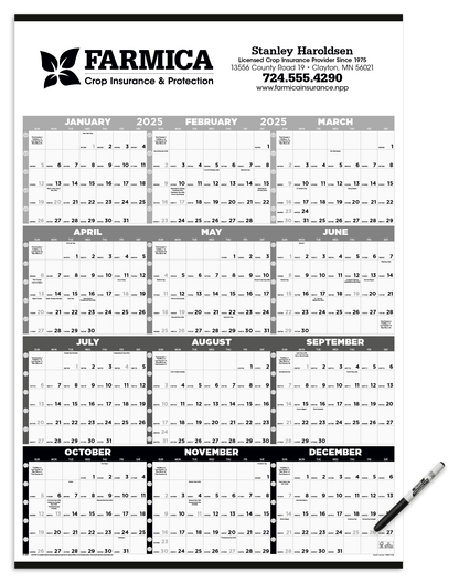 Triumph Calendars Black  White Time Management SpanAYear Laminated wMarker Calendar-6253
