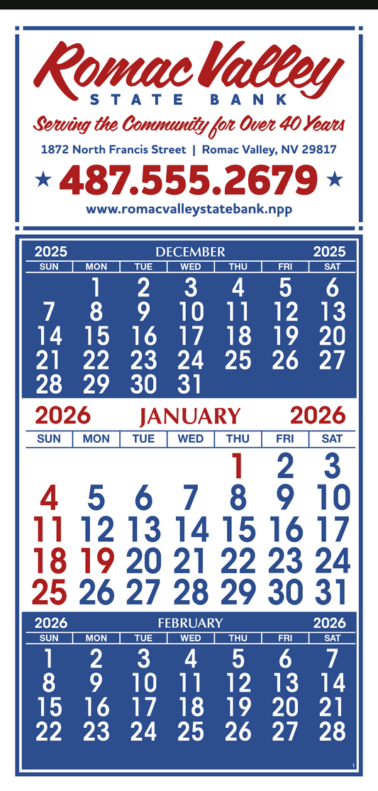 Skinner  Kennedy 3Month Display 12Sheet Calendar-66-E