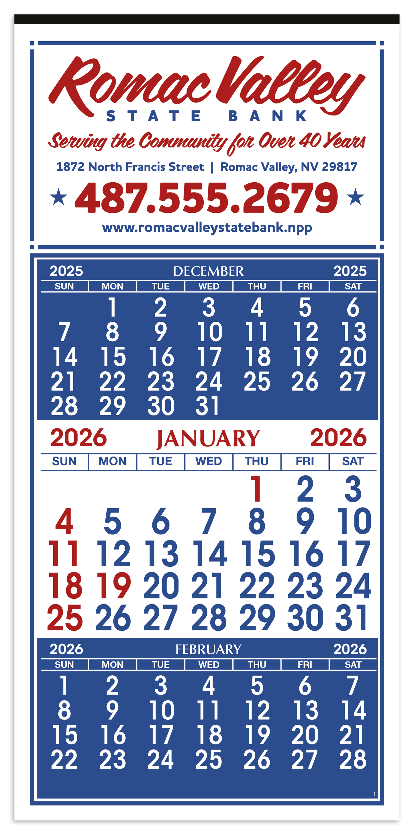 Skinner  Kennedy 3Month Display 12Sheet Calendar-66-E