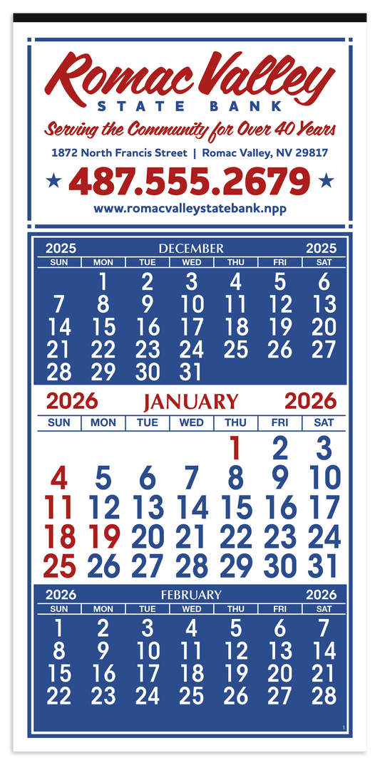 Skinner  Kennedy 3Month Display 12Sheet Calendar-66-E