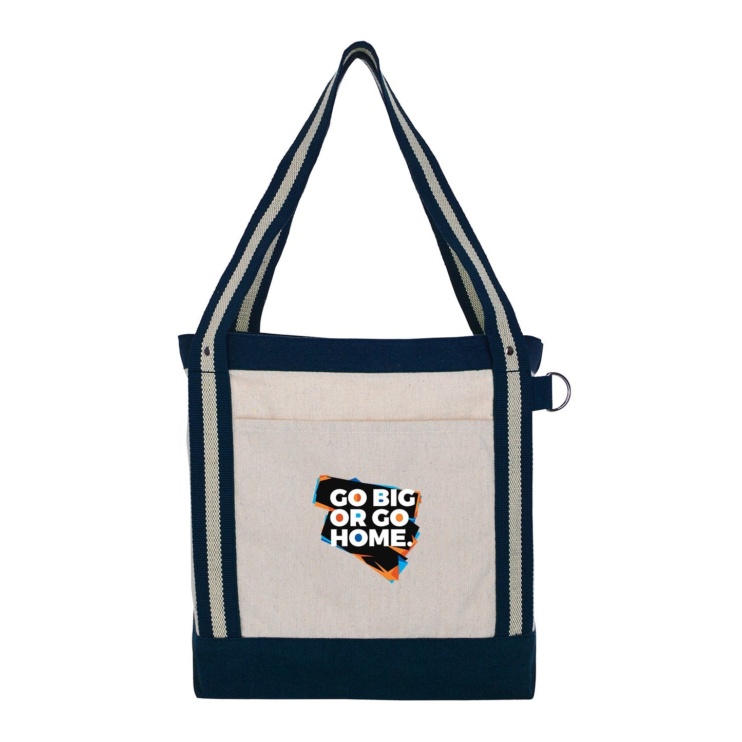 V Natural Striped Recycled Cotton Boat Bag-VBAG108