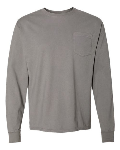 Unisex Garment-Dyed Long Sleeve T-Shirt With a Pocket