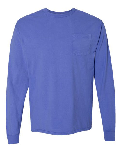 Unisex Garment-Dyed Long Sleeve T-Shirt With a Pocket