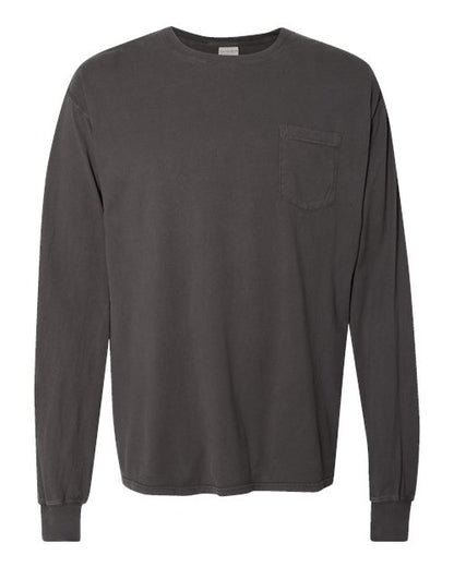 Unisex Garment-Dyed Long Sleeve T-Shirt With a Pocket