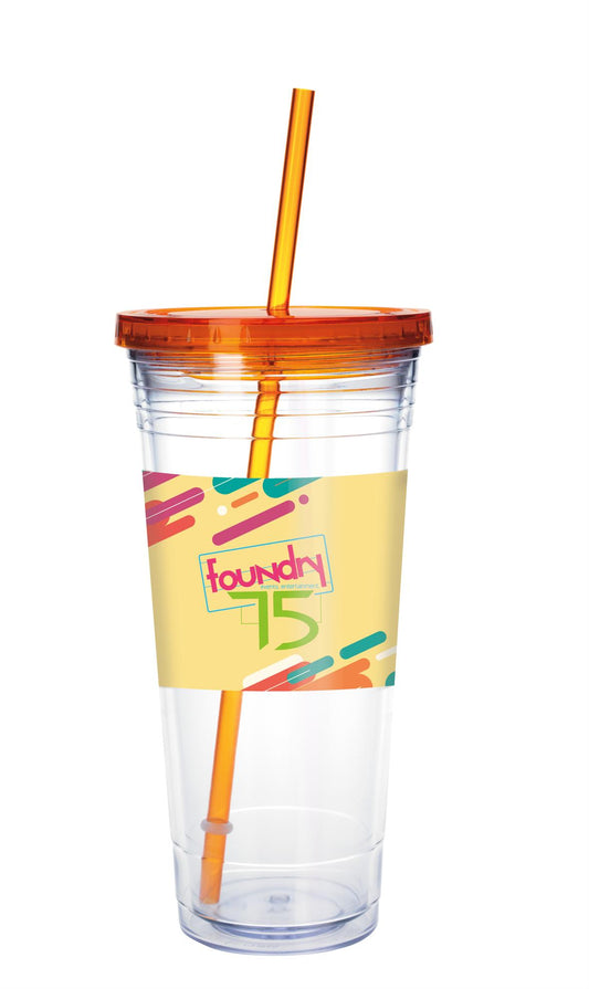 Good Value Clear Tumbler with Colored Lid  24 oz-45963