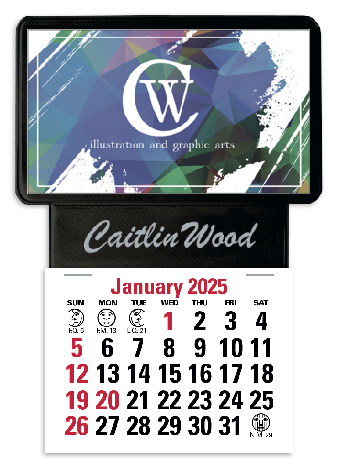 Triumph Calendars PressNStick Business Card Holder With Imprint And Calendar Pad-V7869