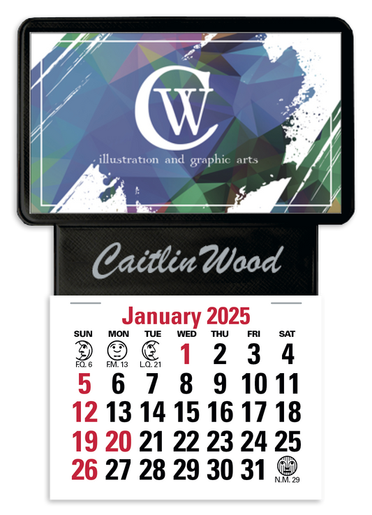 Triumph Calendars PressNStick Business Card Holder With Imprint And Calendar Pad-V7869