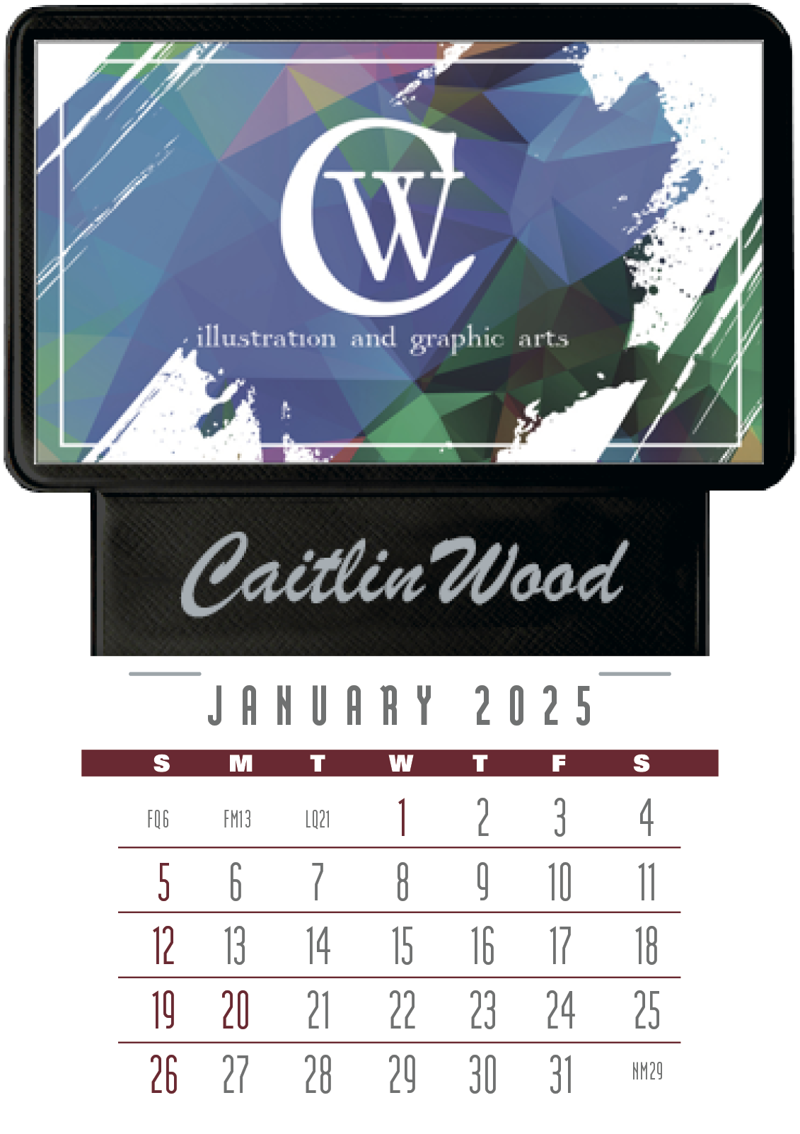 Triumph Calendars PressNStick Business Card Holder With Imprint And Calendar Pad-V7869