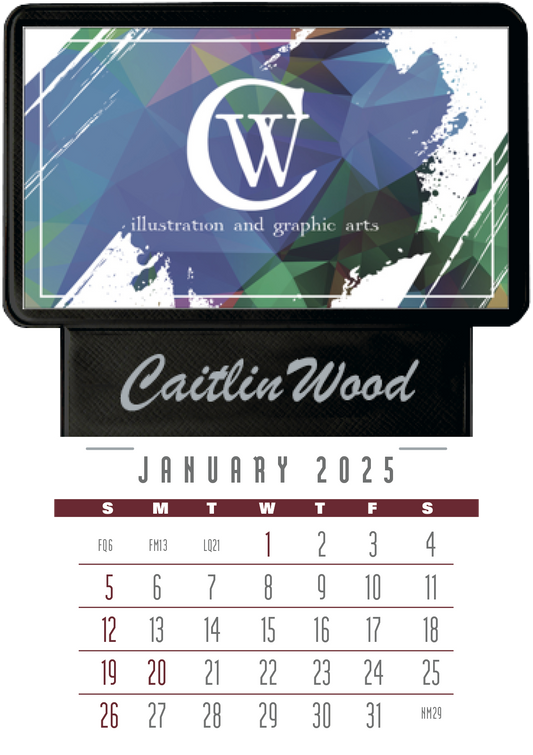 Triumph Calendars PressNStick Business Card Holder With Imprint And Calendar Pad-V7869