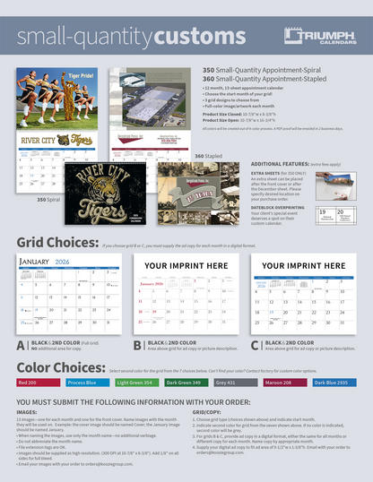 Triumph Calendars Small Quantity Custom  Spiral Calendar-350