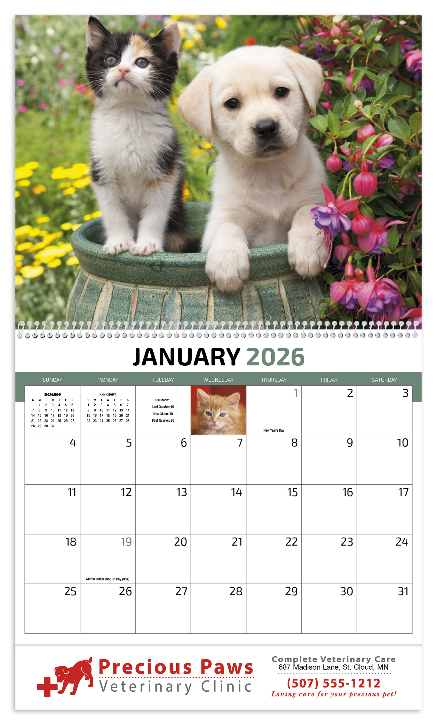 HotLine Products Four Paws Appointment Calendar  Spiral-410