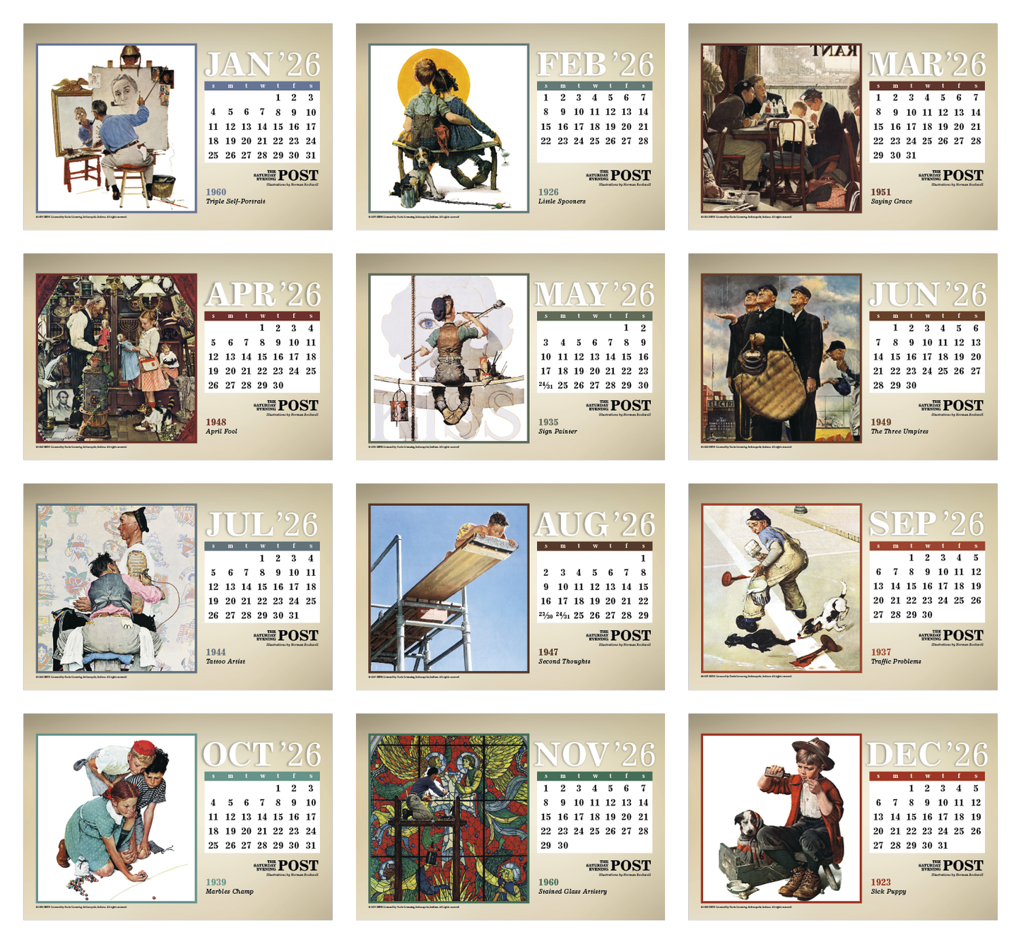 Triumph Calendars The Saturday Evening Post Large Desk Calendar-4276