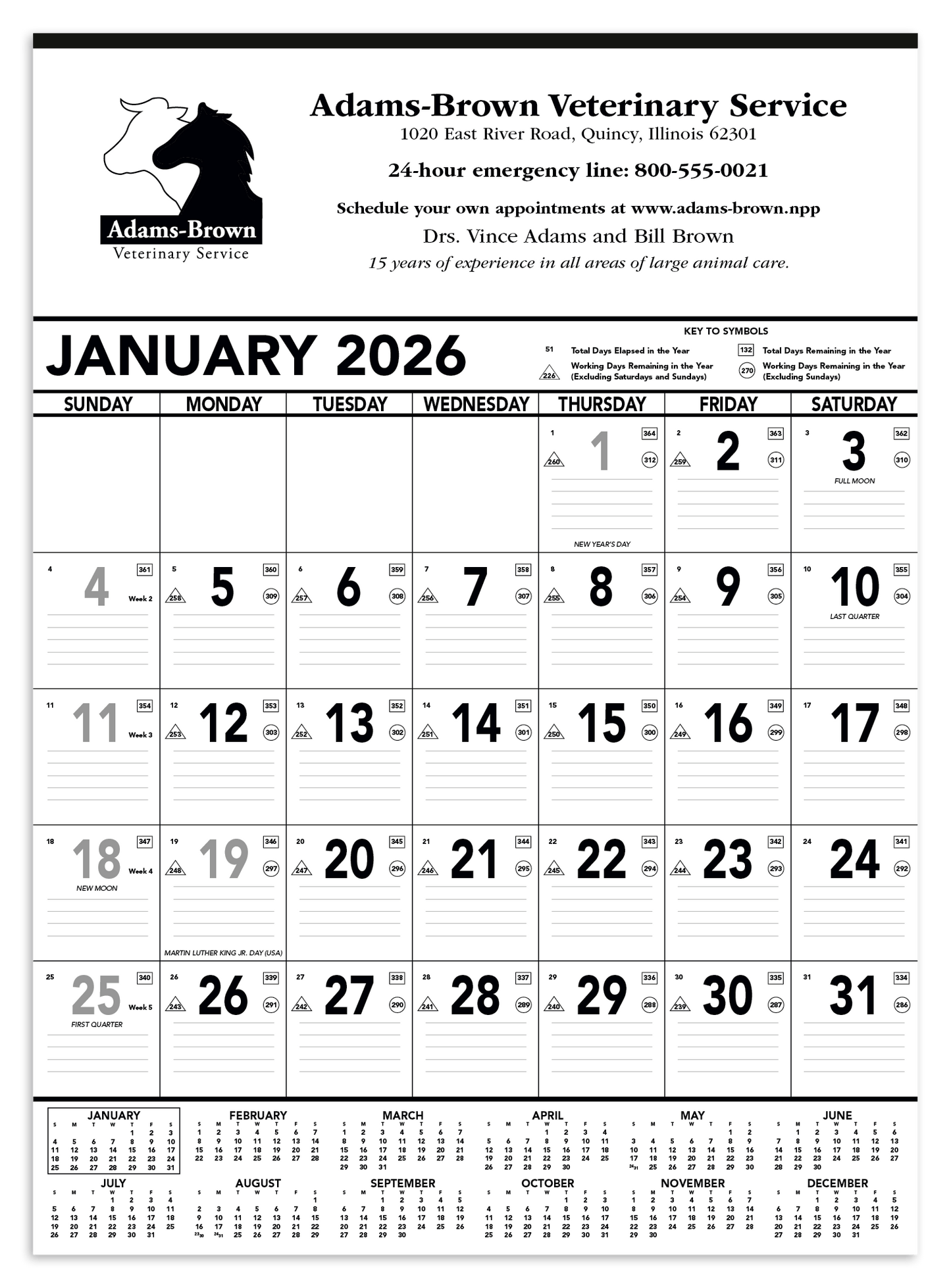 Triumph Calendars Black  White Contractor Memo Calendar-6100