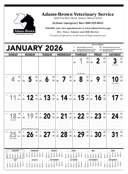 Triumph Calendars Black  White Contractor Memo Calendar-6100