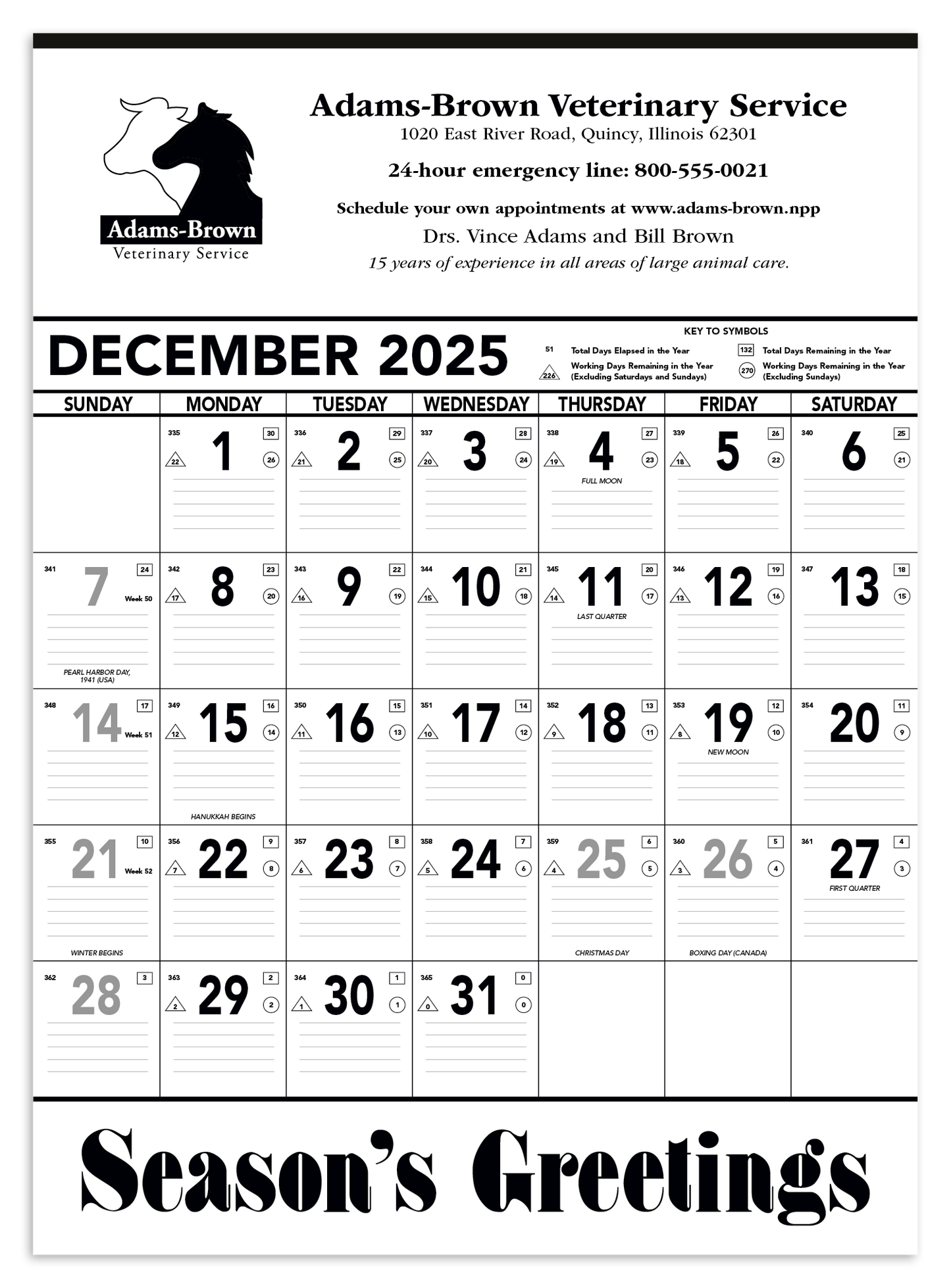 Triumph Calendars Black  White Contractor Memo Calendar-6100