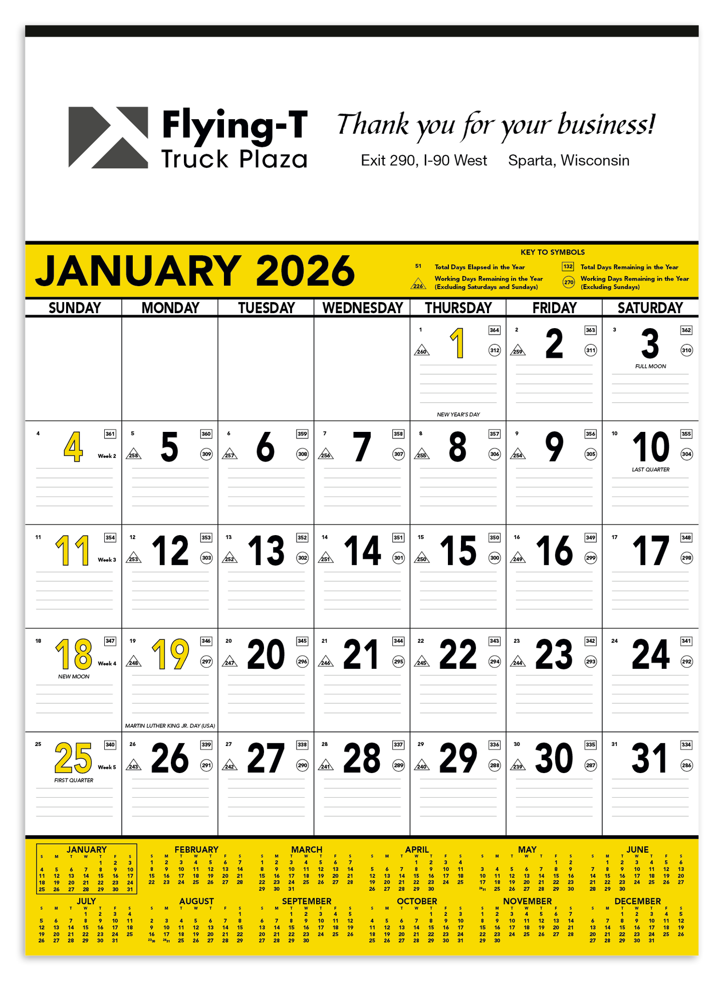 Triumph Calendars Yellow  Black Contractor Memo Calendar-6101