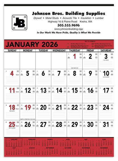 Triumph Calendars Red  Black Contractor Memo Calendar-6102
