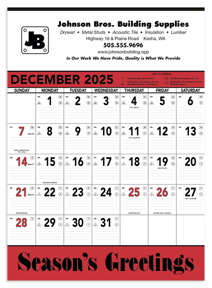 Triumph Calendars Red  Black Contractor Memo Calendar-6102