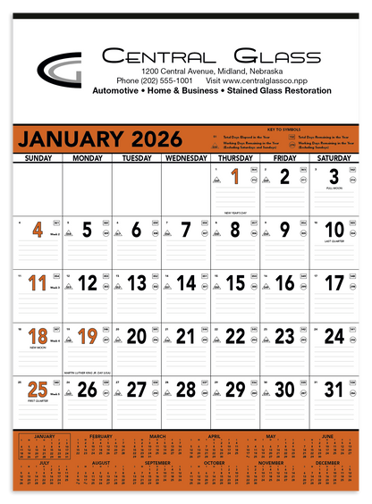 Triumph Calendars Orange  Black Contractor Memo Calendar-6103