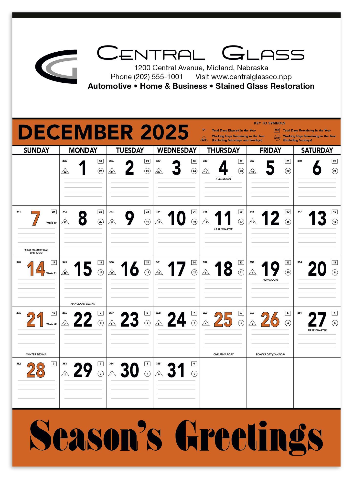 Triumph Calendars Orange  Black Contractor Memo Calendar-6103
