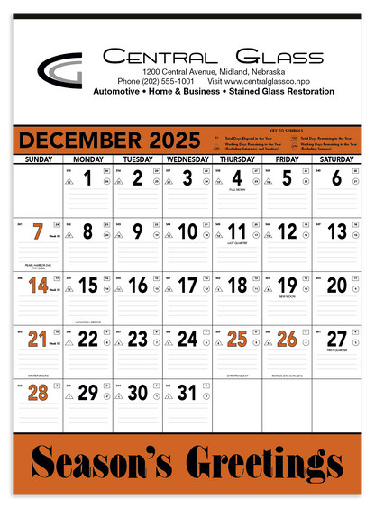 Triumph Calendars Orange  Black Contractor Memo Calendar-6103