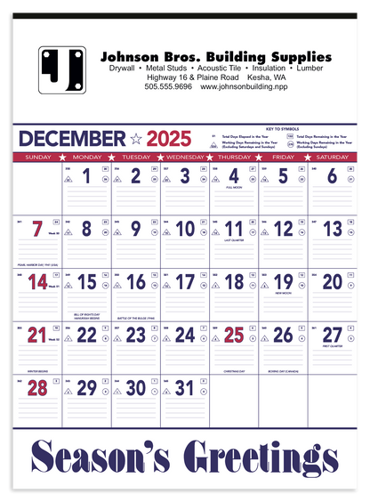 Triumph Calendars Patriotic Contractor Memo Calendar-6108