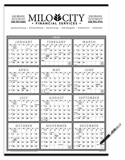 Triumph Calendars Black  White SpanAYear Laminated wMarker Calendar-6220