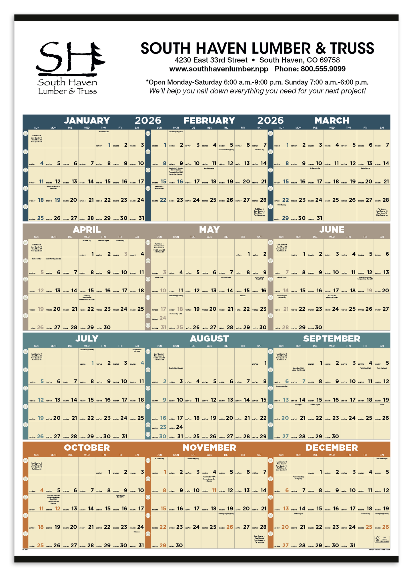 Triumph Calendars Time Management SpanAYear NonLaminated Calendar-6251