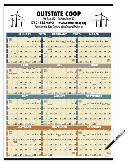 Triumph Calendars Time Management SpanAYear Laminated wMarker Calendar-6252