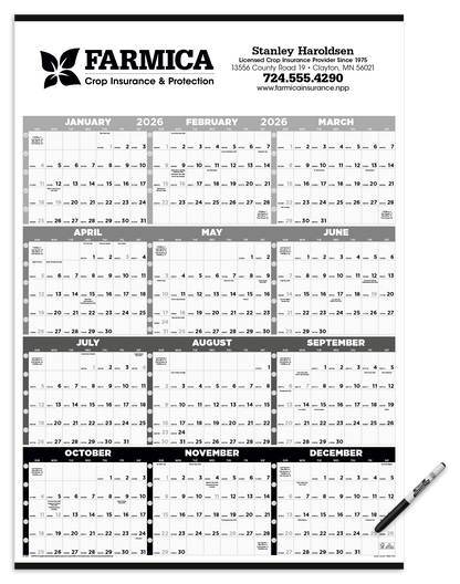 Triumph Calendars Black  White Time Management SpanAYear Laminated wMarker Calendar-6253
