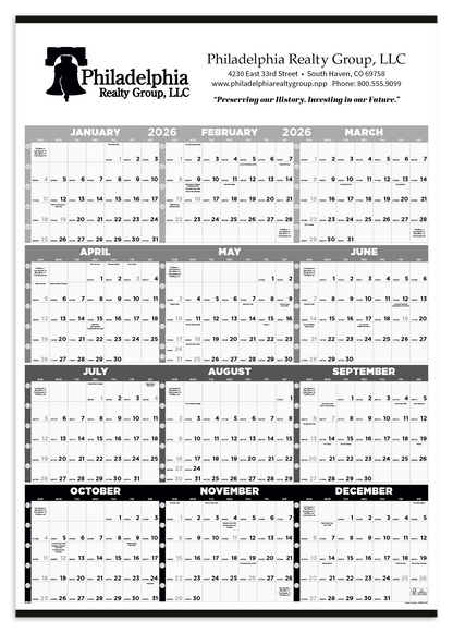 Triumph Calendars Black  White Time Management SpanAYear NonLaminated Calendar-6255