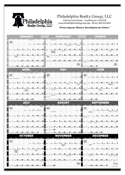 Triumph Calendars Black  White Time Management SpanAYear NonLaminated Calendar-6255