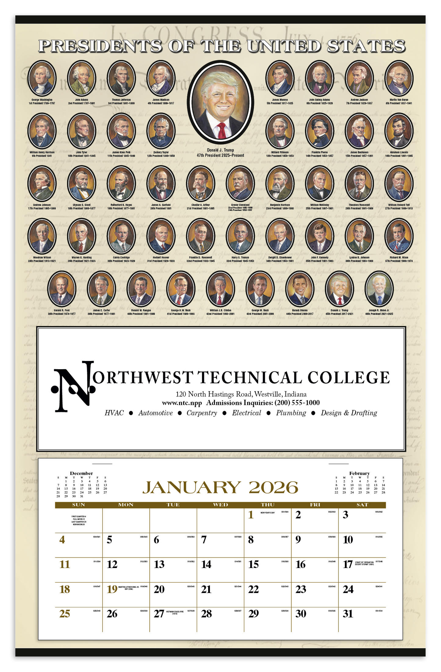 Triumph Calendars Presidents Hanger 12Month Calendar-6403