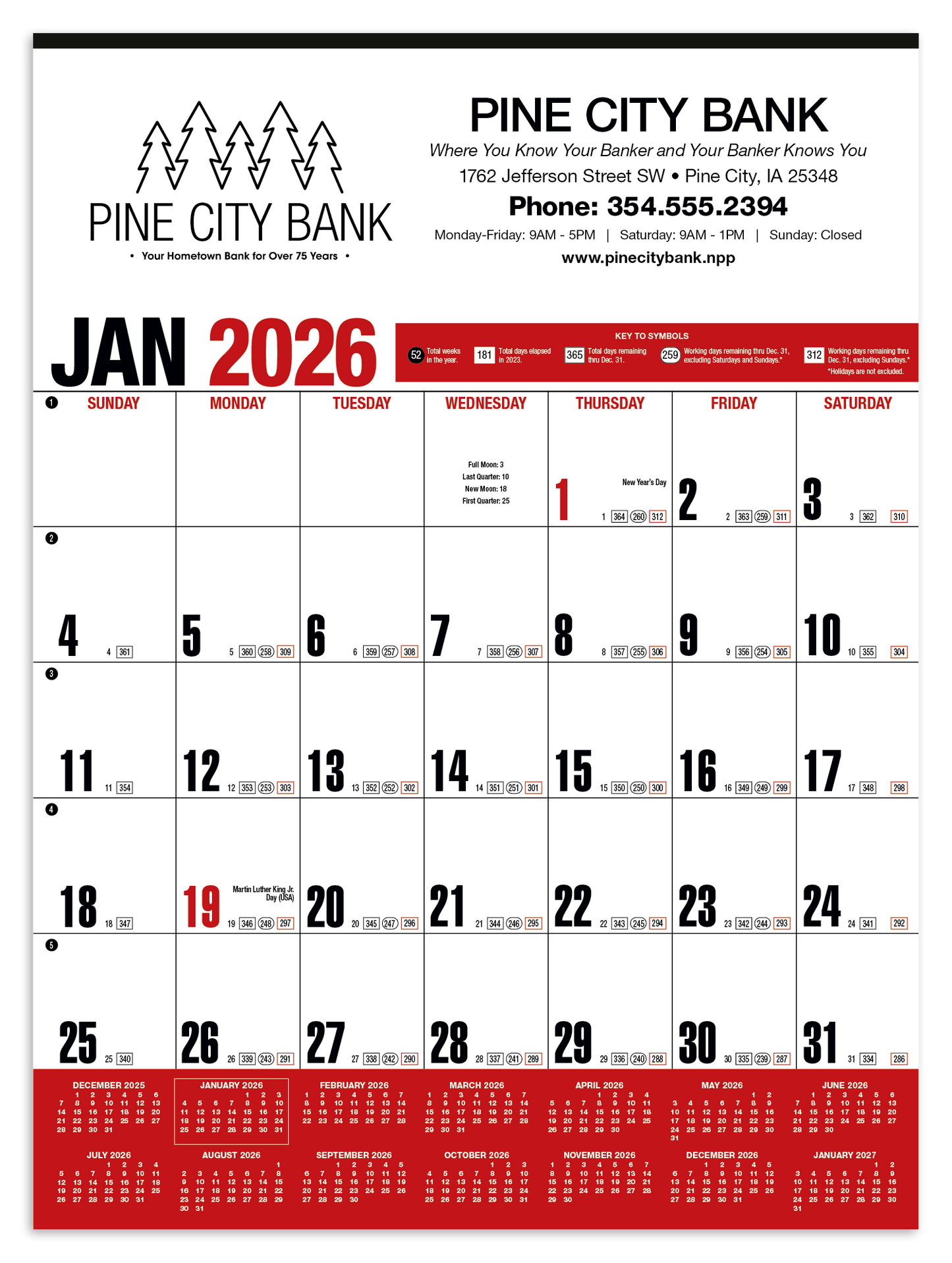 HotLine Products Yearly Record Red Calendar-642