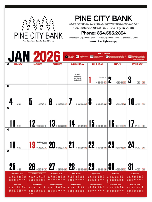 HotLine Products Yearly Record Red Calendar-642