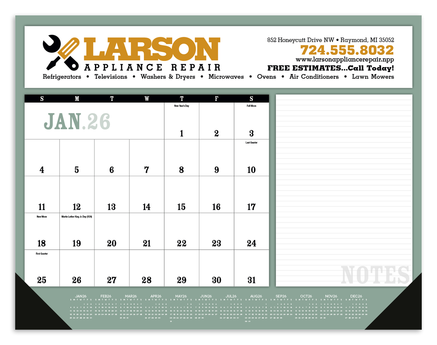 Triumph Calendars Notes Desk Pad with Vinyl Corners-6525